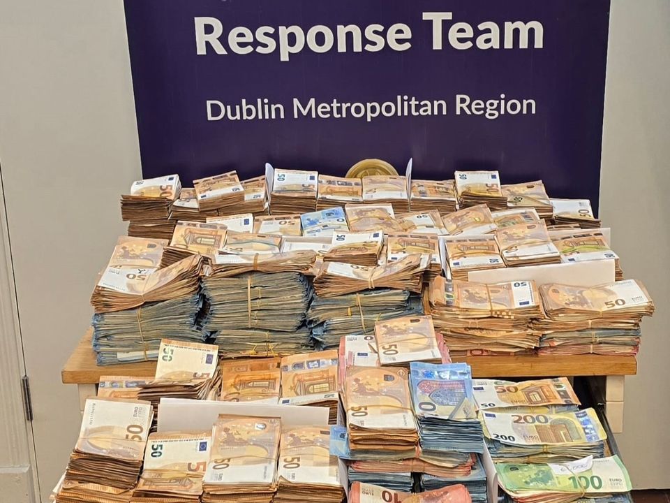 The cash seized by gardai during a car search